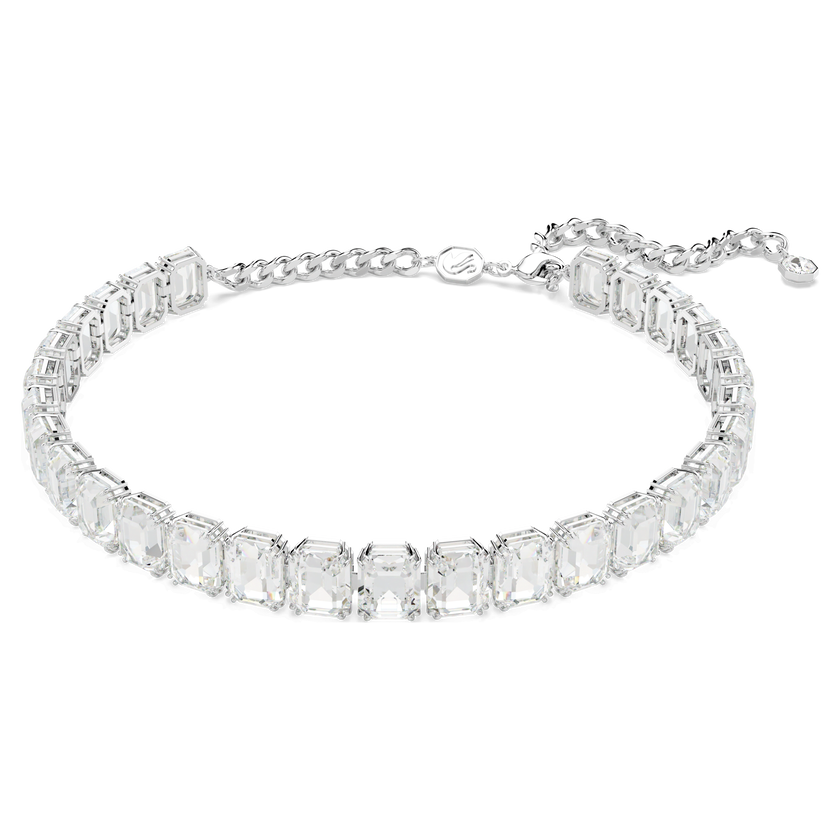 swarovski millenia choker  octagon cut  white  rhodium plated