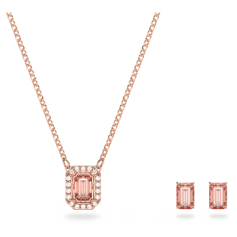 swarovski una set octagon cut pink rose gold tone plated