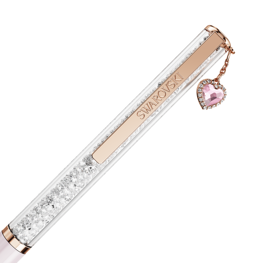 swarovski crystalline ballpoint pen  heart  pink  pink lacquered  rose gold tone plated