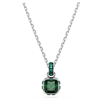 swarovski birthstone pendant square cut may green rhodium plated