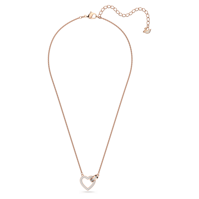 swarovski lovely necklace  heart  white  rose gold tone plated