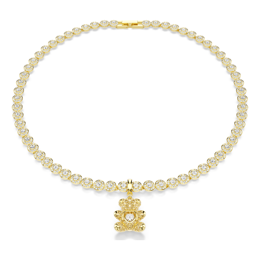 swarovski idyllia charm  mixed cuts  teddy  gold tone  18k gold finish