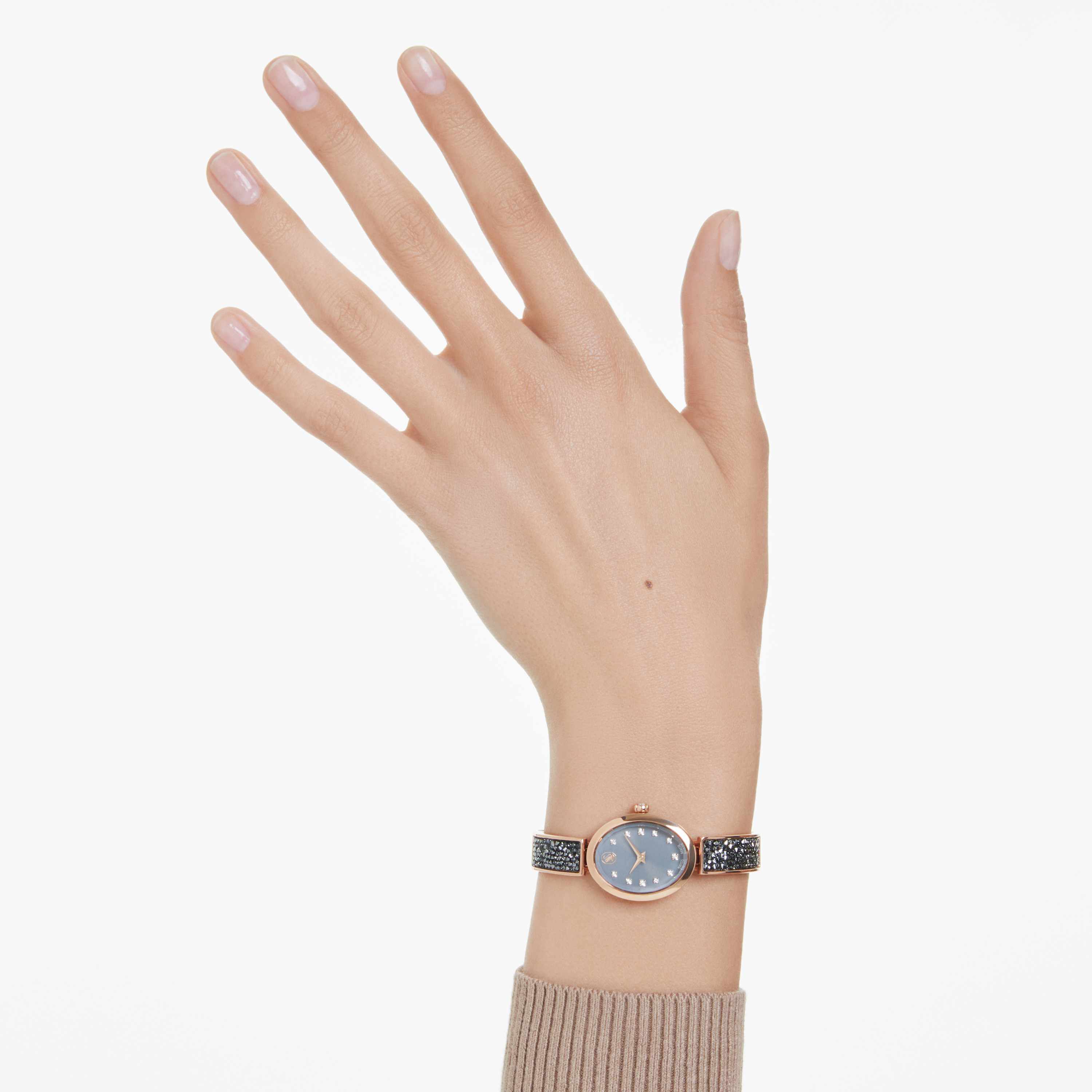 Buy Swarovski Crystal Rock Oval watch Swiss Made Crystal bracelet Gray Rose gold tone finish
