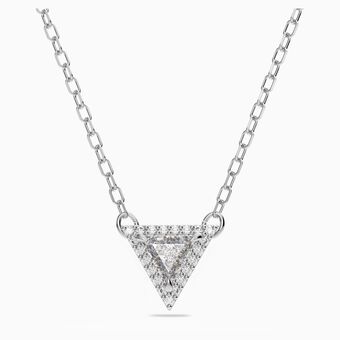 Ortyx necklace, Triangle cut, White, Rhodium plated