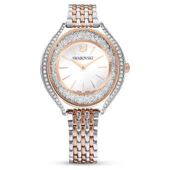 swarovski crystalline aura watch metal bracelet white rose gold tone finish