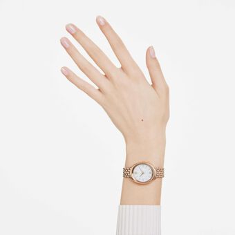 swarovski imber oval watch  swiss made  metal bracelet  gold tone  rose gold tone finish