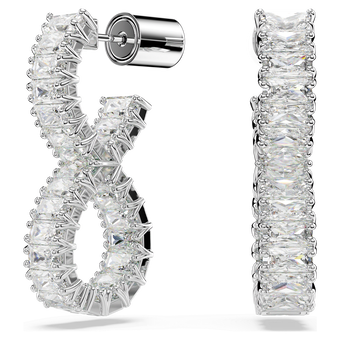swarovski hyperbola hoop earrings  infinity  white  rhodium plated
