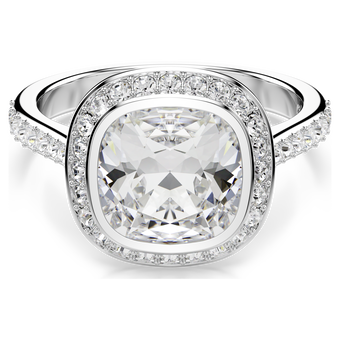 swarovski una angelic halo ring  cushion cut  white  rhodium plated