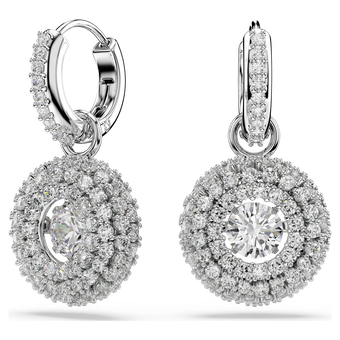 swarovski sublima drop earrings  round cut  white  rhodium plated