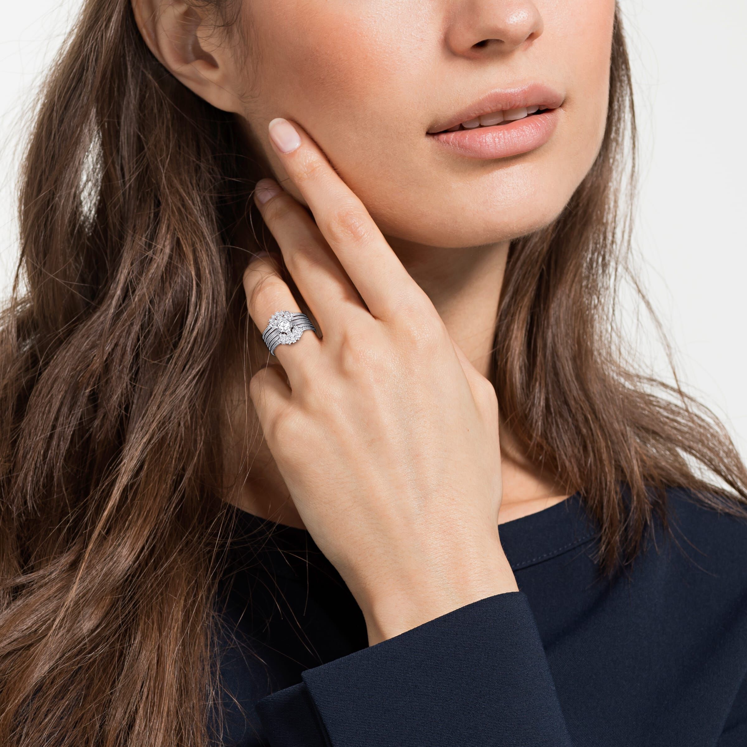 Moonsun Ring Set White Rhodium plated