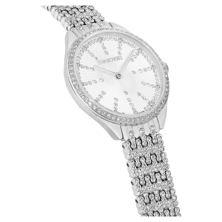 swarovski attract watch  swiss made  full pav    crystal bracelet  silver tone  stainless steel
