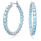 swarovski matrix hoop earrings round cut blue rhodium plated