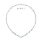 Tennis Deluxe  Mixed V Necklace, White, Rhodium plated