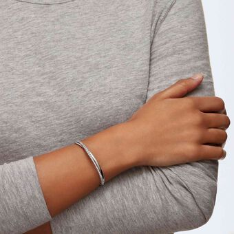 swarovski hyperbola bangle  white  rhodium plated