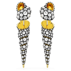 swarovski idyllia drop earrings asymmetrical design round cut shell white mixed metal finish