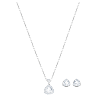 swarovski begin set  trilliant cut  white  rhodium plated