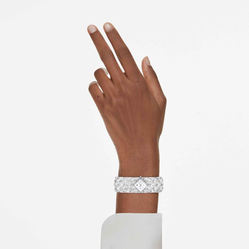swarovski curiosa bangle watch  crystal bracelet  silver tone  stainless steel