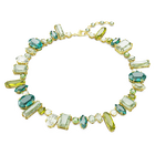 Gema necklace, Mixed cuts, Green, Gold-tone plated