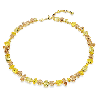 swarovski gema necklace  mixed cuts  yellow  18k gold finish