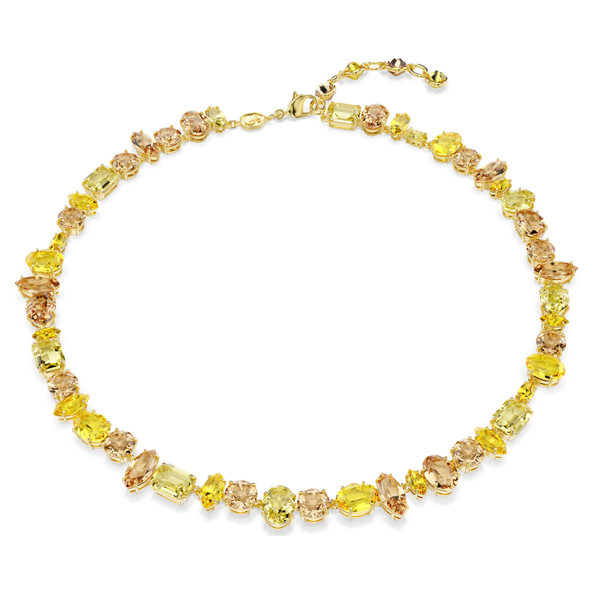 swarovski gema necklace  mixed cuts  yellow  18k gold finish