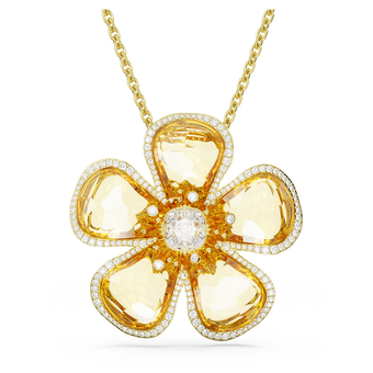 swarovski florere necklace  flower  yellow  gold tone plated