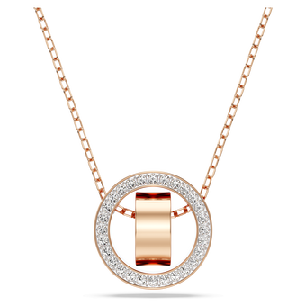 swarovski hollow pendant  circle  white  rose gold tone plated