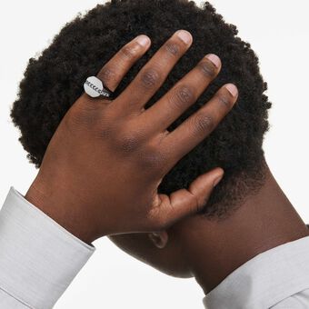 swarovski dextera octagon ring  octagon shape  round cut  black  ruthenium plated