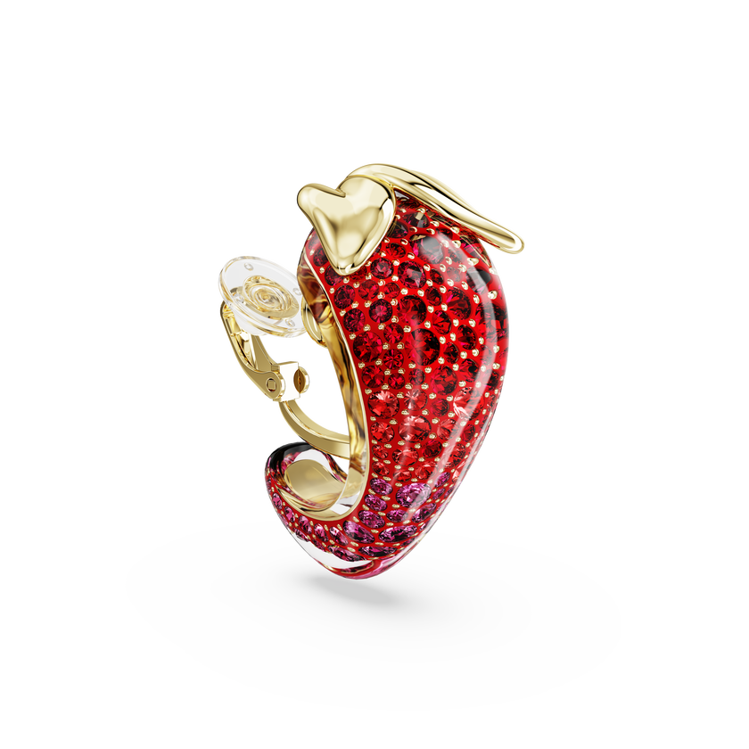 swarovski idyllia clip earrings  red  gold tone plated