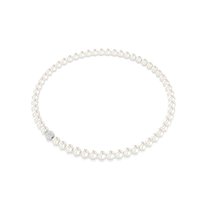 swarovski matrix necklace  crystal pearl  white  rhodium plated