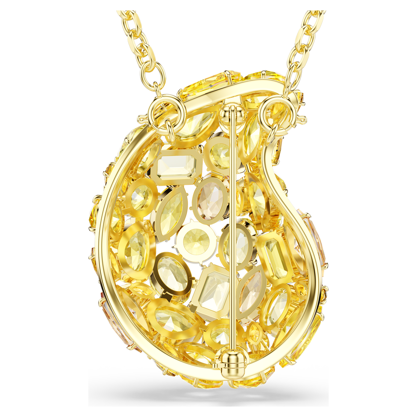swarovski gema pendant and brooch  yellow  gold tone plated