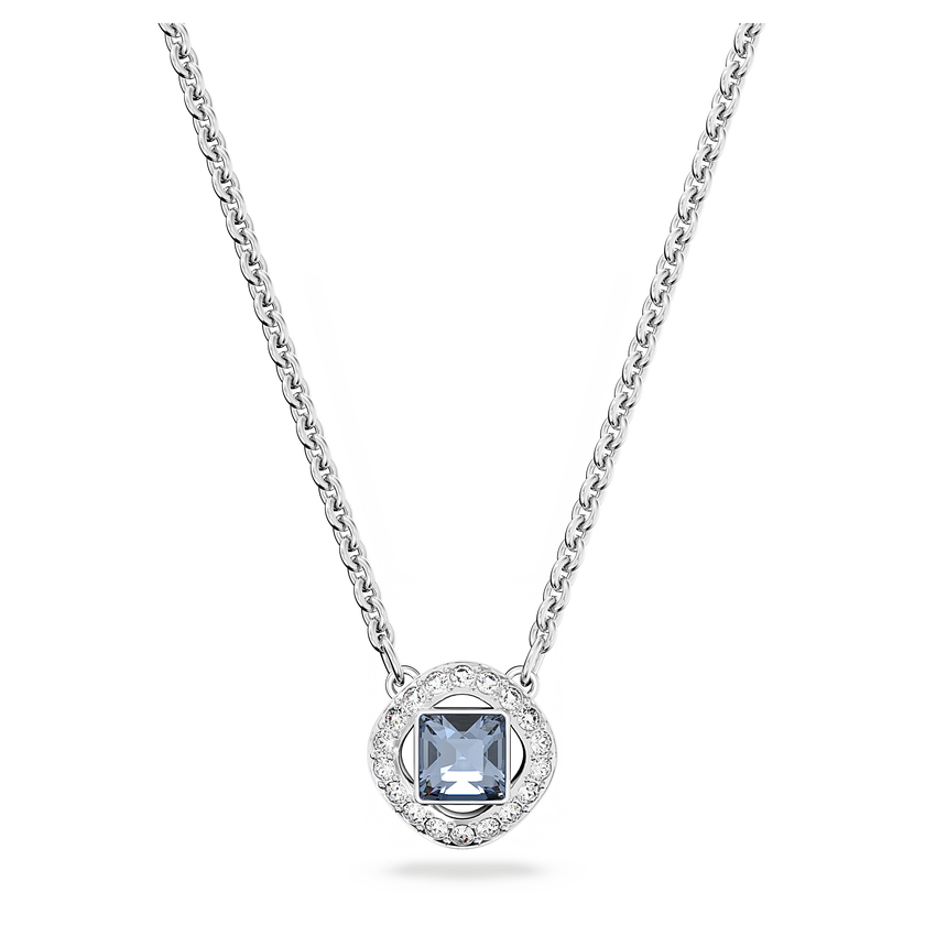 swarovski angelic necklace  square cut  blue  rhodium plated