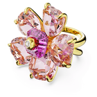 swarovski idyllia cocktail ring flower pink gold tone plated