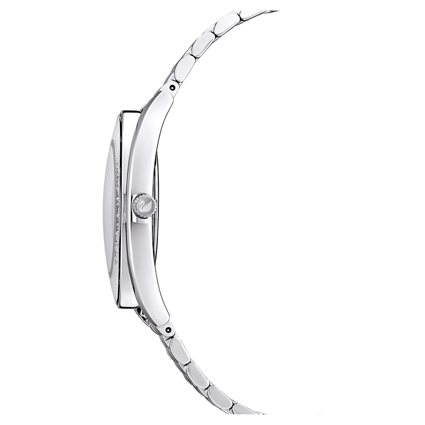 swarovski crystalline aura watch  metal bracelet  silver tone  stainless steel