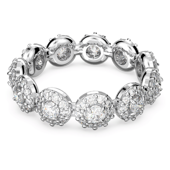 swarovski una ring round cut pav white rhodium plated