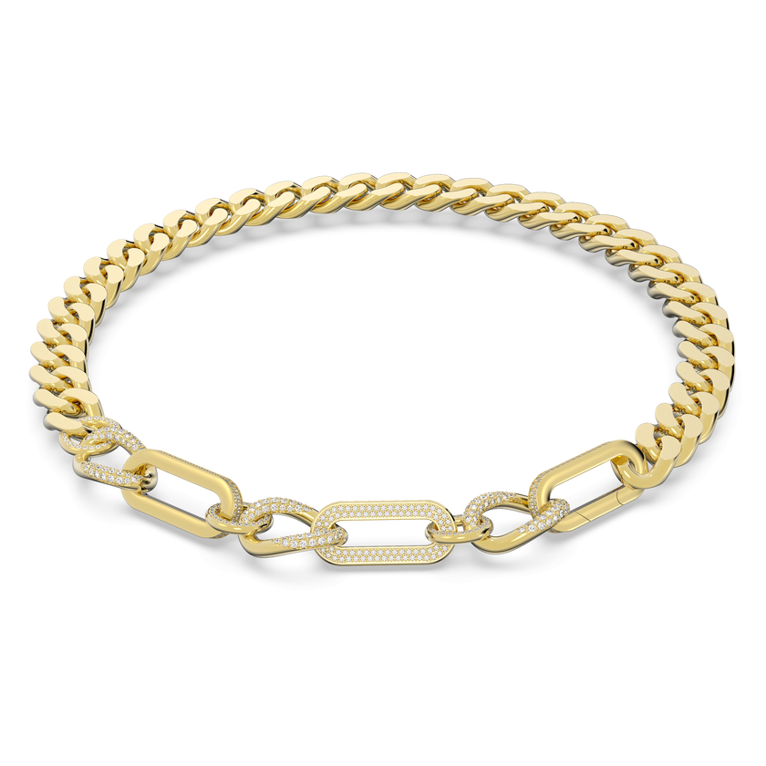 swarovski dextera necklace  pav   statement  mixed links  white  gold tone plated