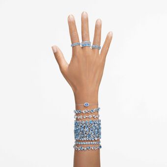 swarovski gema bracelet  mixed cuts  blue  rhodium plated