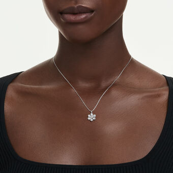 swarovski idyllia pendant  mixed cuts  snowflake  white  rhodium plated