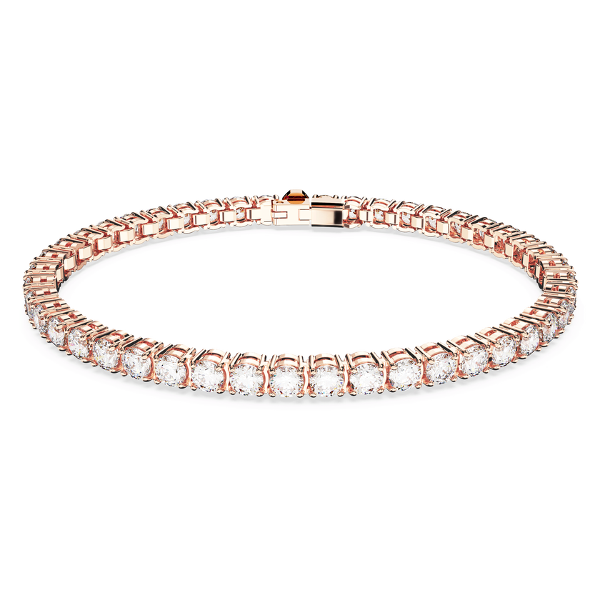 swarovski matrix tennis bracelet  round cut  white  rose gold tone plated