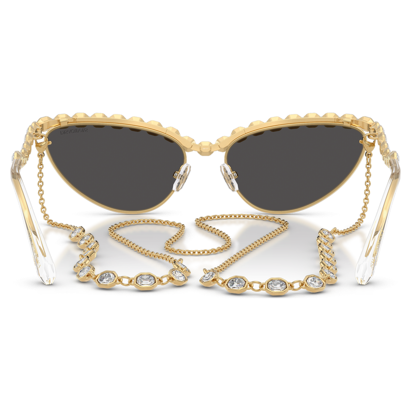 swarovski sunglasses  cat eye shape  chain  gray