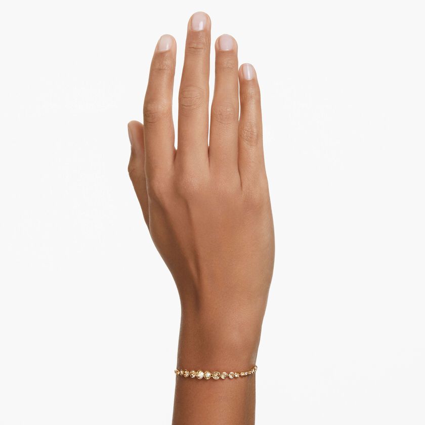 swarovski emily bracelet  mixed round cuts  pink  rose gold tone plated