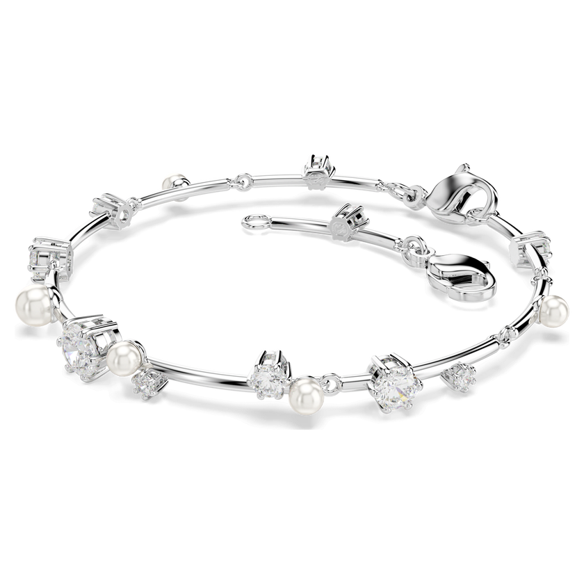 swarovski constella tennis bracelet  crystal pearl  round cuts  white  rhodium plated