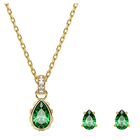 swarovski chroma set mixed cuts green gold tone plated