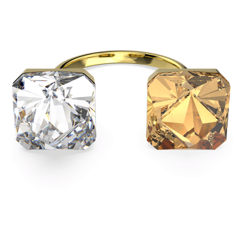 swarovski chroma ring  pyramid cut crystals  multicolored  gold tone plated