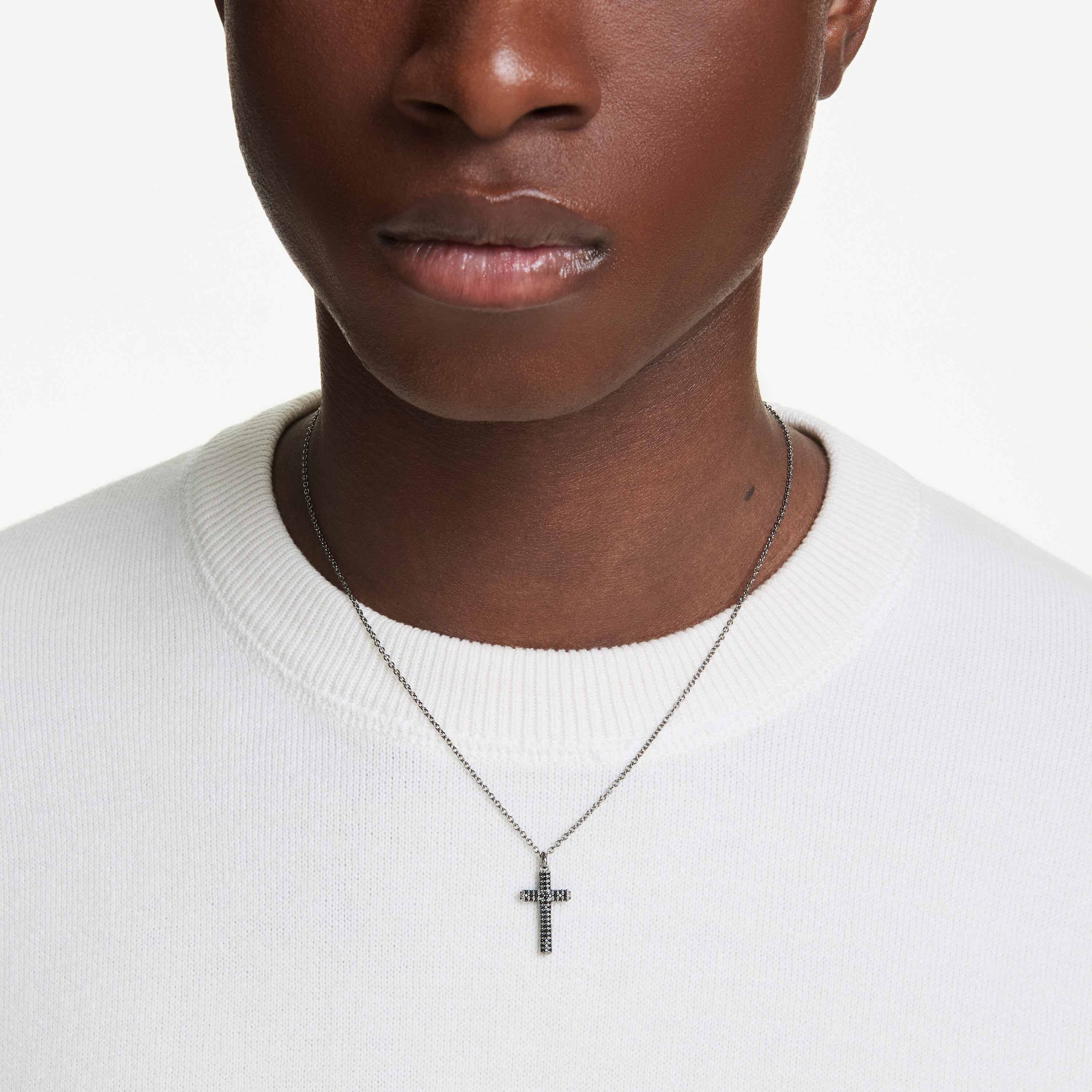 swarovski insigne pendant  cross  gray  ruthenium plated