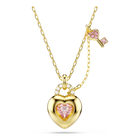 swarovski idyllia pendant  mixed cuts  heart  key  pink  gold tone plated