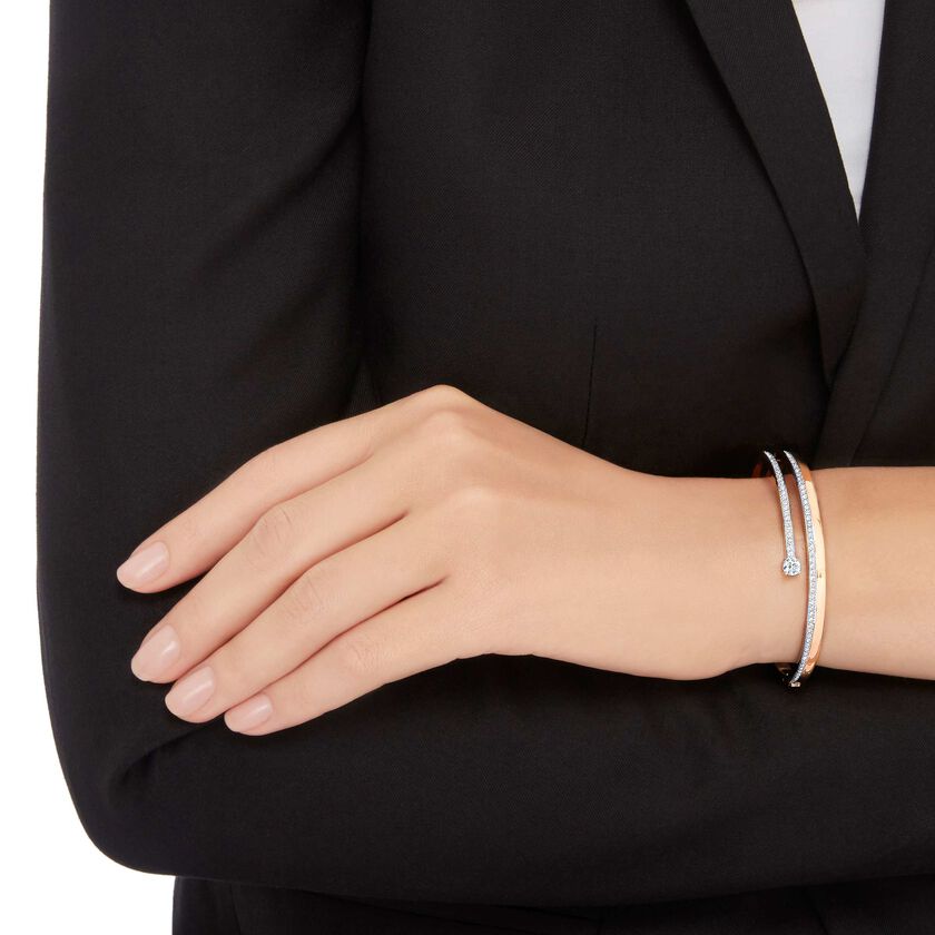 swarovski fresh bangle  round cut  white  18k rose gold finish