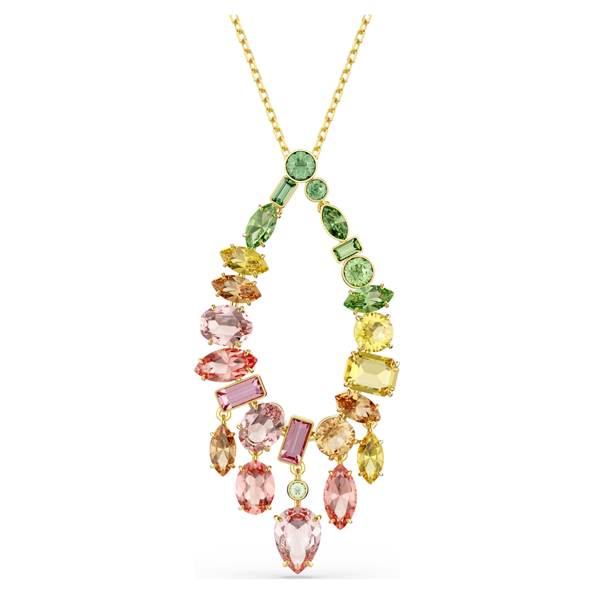 swarovski gema pendant  mixed cuts  multicolored  gold tone plated