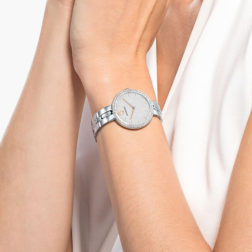 swarovski cosmopolitan watch  swiss made  metal bracelet  silver tone  stainless steel