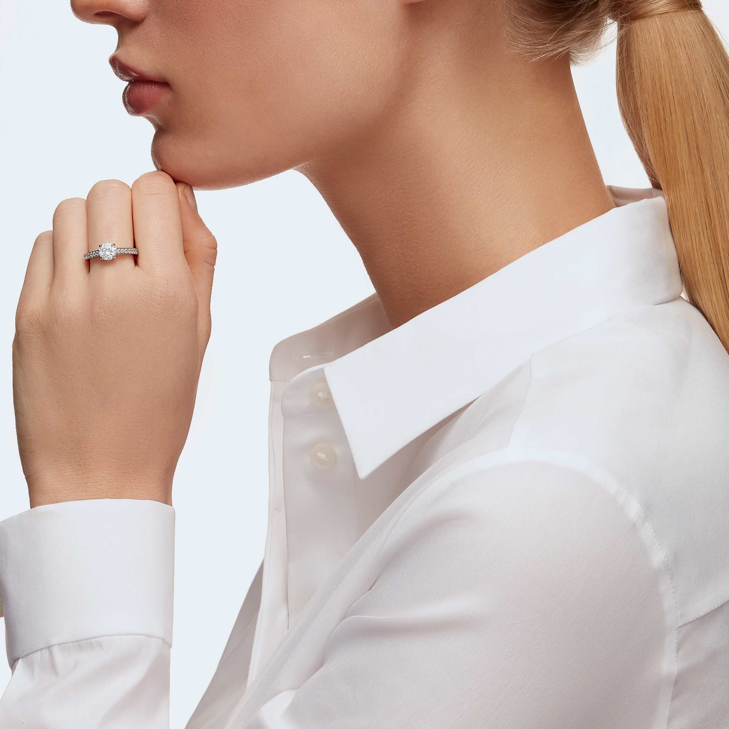 swarovski attract round ring  rhodium plated