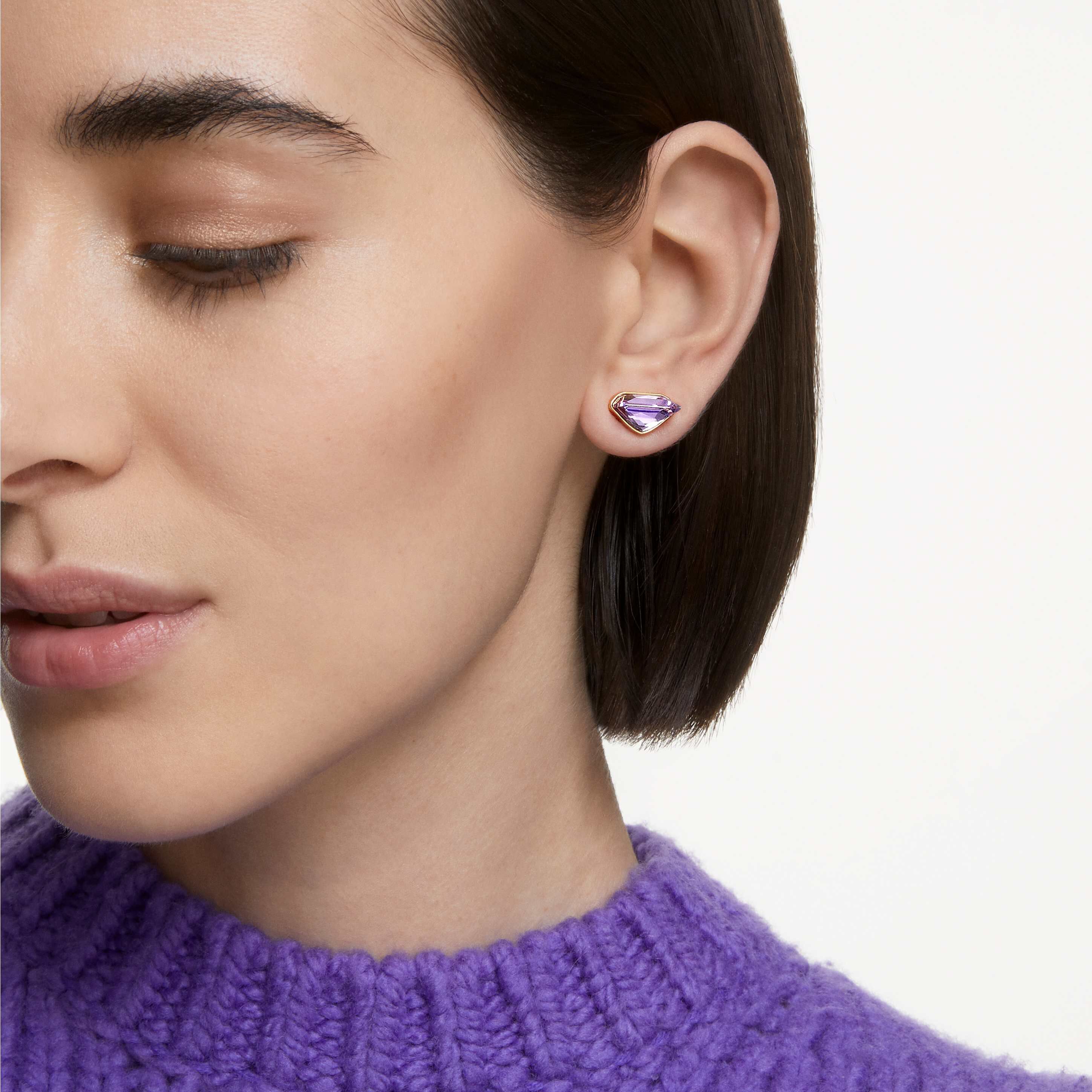 Buy Swarovski Lucent ear cuff Single Magnetic Purple Gold tone